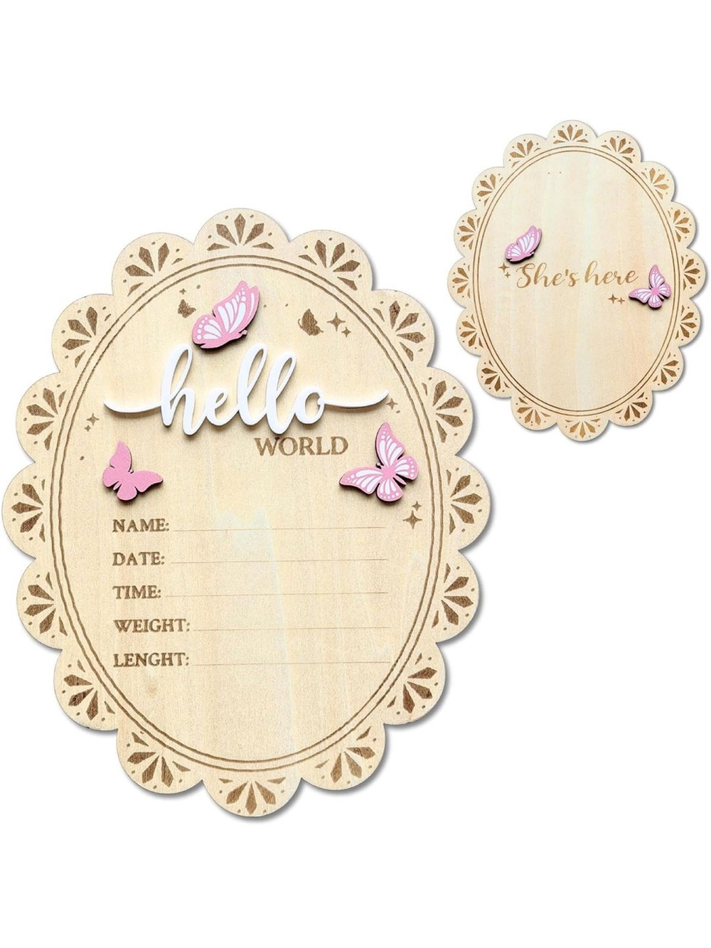Baby Announcement Sign Hello World Wooden Newborn Photo Prop NEW